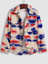 Men's Colorful Single Pocket Tie-Dye Fly Fluffy buttons Jacket