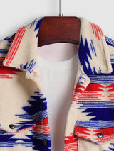 Men's Colorful Single Pocket Tie-Dye Fly Fluffy buttons Jacket