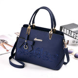 Embroidered rose tote shoulder bag