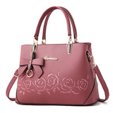 Embroidered rose tote shoulder bag