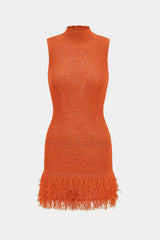 Knit Fringe Sleeveless Dress