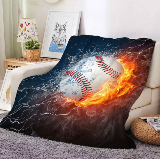 Super Soft Velvet Plush Throw Blanket with 3D Baseball Print