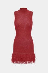 Knit Fringe Sleeveless Dress
