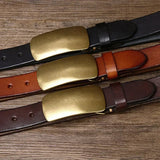 Forged Brass Buckle Leather Belt