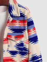 Men's Colorful Single Pocket Tie-Dye Fly Fluffy buttons Jacket