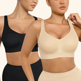 Wide Strap Wireless Deep V Push up Breast Support Bra for Women