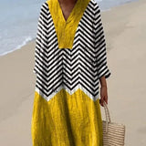 Oversize Women Dyeing of Flowers Holiday Dress