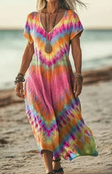 Tie Dye Printed Women Chic Dress