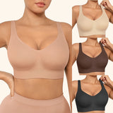 Wide Strap Wireless Deep V Push up Breast Support Bra for Women