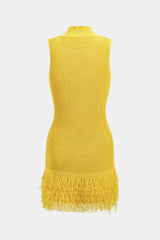 Knit Fringe Sleeveless Dress