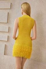 Knit Fringe Sleeveless Dress