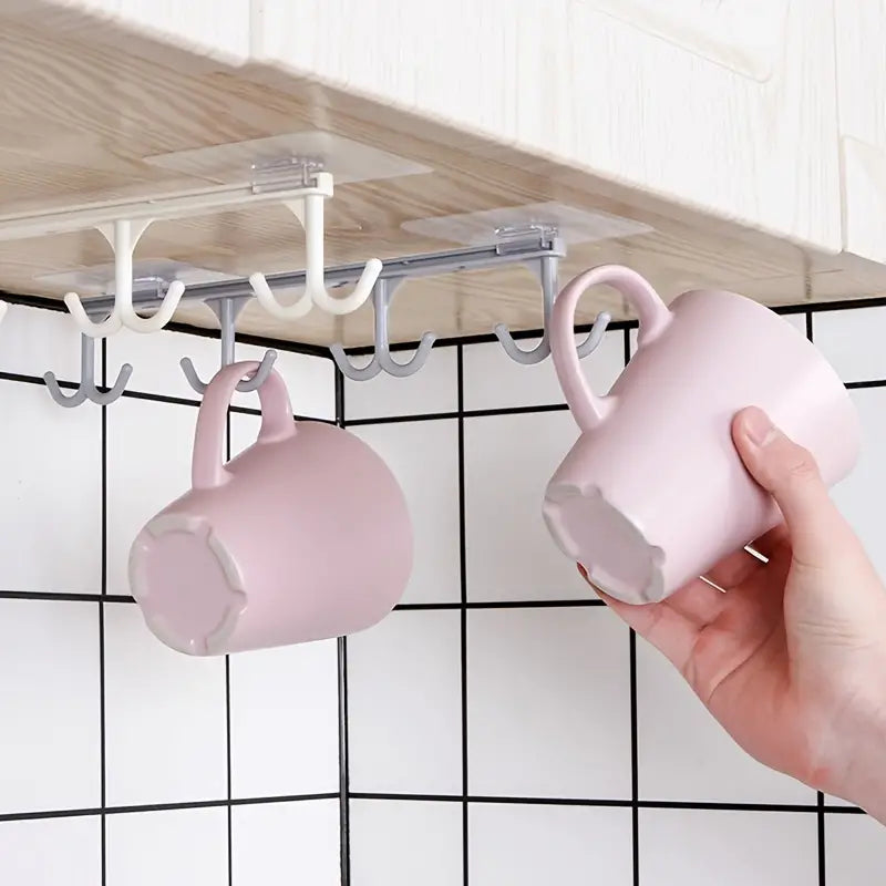 Under Cabinet Plastic Hanging Rack for Utensils