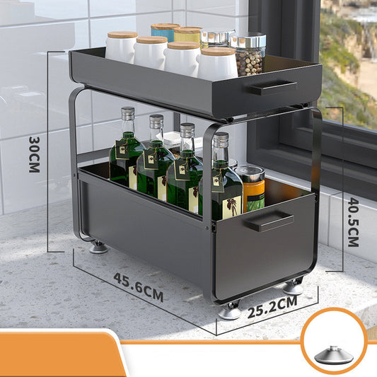 Multifunctional Under Sink Storage Shelf – Carbon Steel Kitchen And Bathroom Organizer