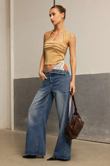 Denim Asymmetrical High Waist Jeans