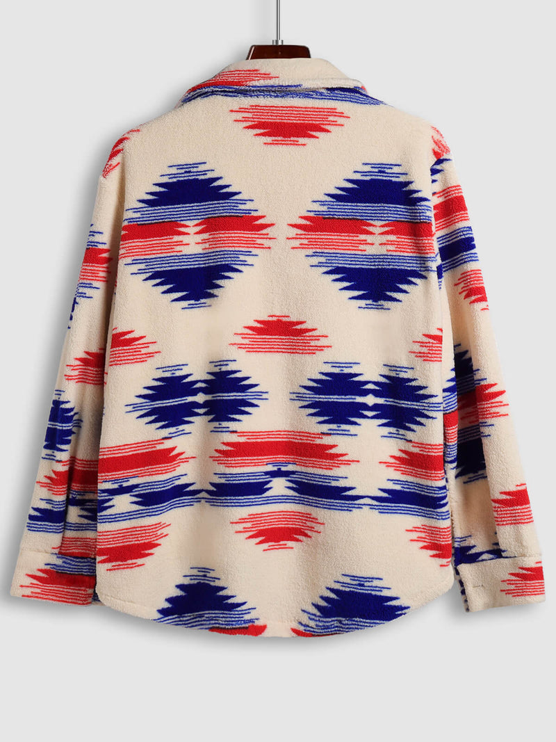 Men's Colorful Single Pocket Tie-Dye Fly Fluffy buttons Jacket