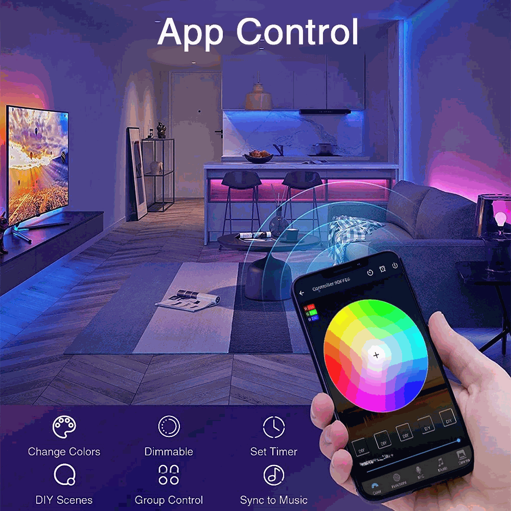 WiFi Smart LED Strip Light Kit – RGB 5050 LED Lights with App &amp; Voice Control