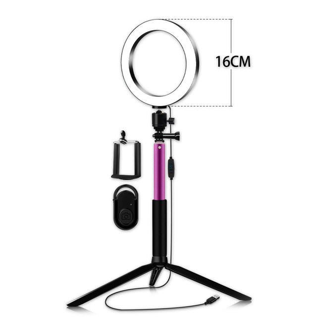 Selfie Beauty Light 5-in-1 Kit – Portable LED Ring Light with Tripod &amp; Bluetooth Remote Set