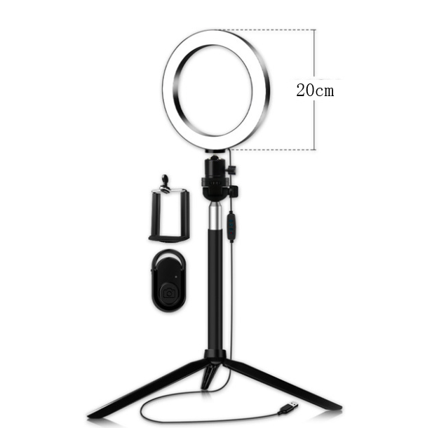 Selfie Beauty Light 5-in-1 Kit – Portable LED Ring Light with Tripod &amp; Bluetooth Remote Set