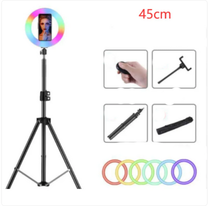 Colorful Ring Light with Makeup and Live Broadcast Stand