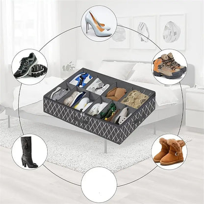 Under Bed Shoe Storage Organizer – Foldable Shoe Storage Container for Up to 24 Pairs