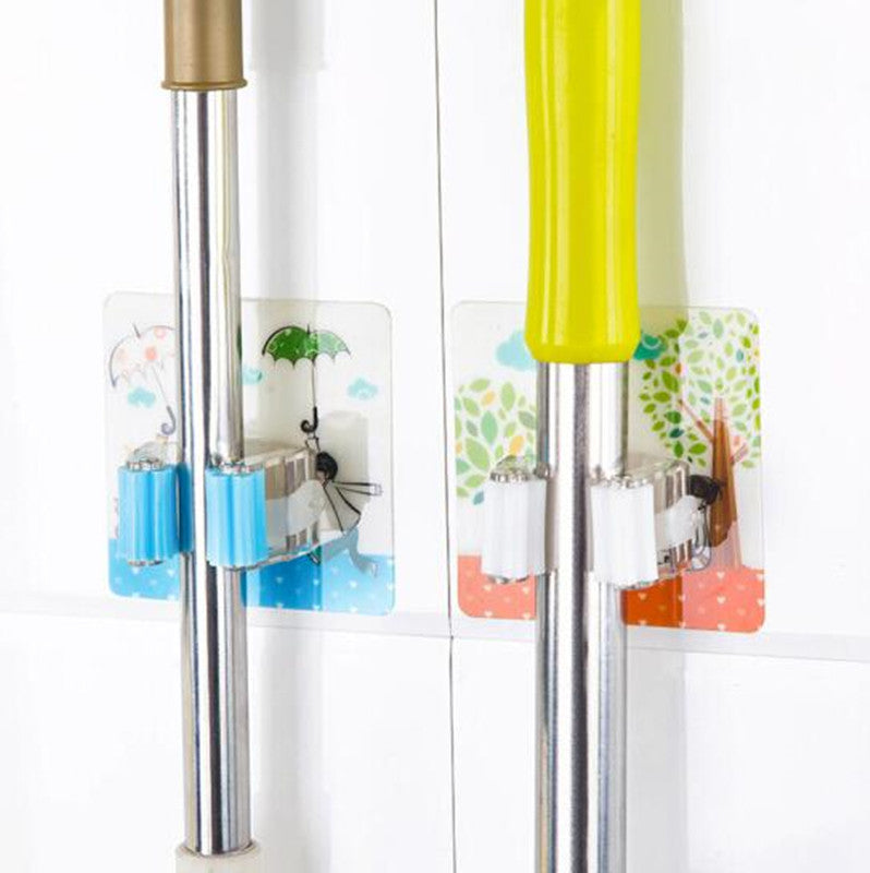 Wall Mounted Mop Holder – No-Drill Multi-Purpose Storage Rack