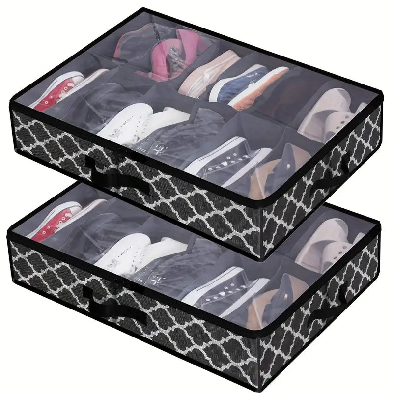 Under Bed Shoe Storage Organizer – Foldable Shoe Storage Container for Up to 24 Pairs