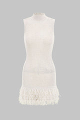 Knit Fringe Sleeveless Dress