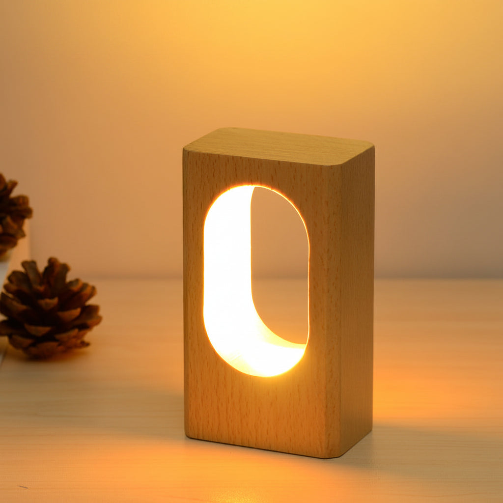 Modern Wooden LED Table Lamp for Bedroom & Office Décor