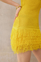 Knit Fringe Sleeveless Dress