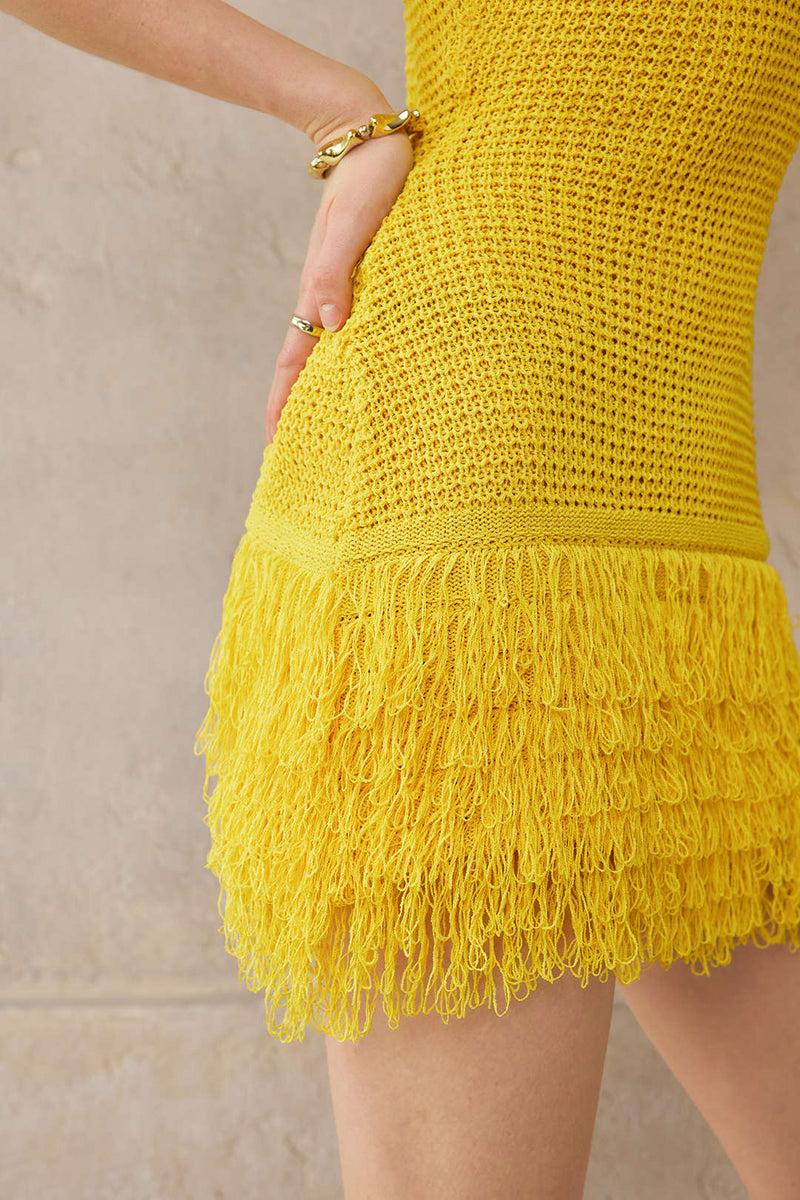 Knit Fringe Sleeveless Dress