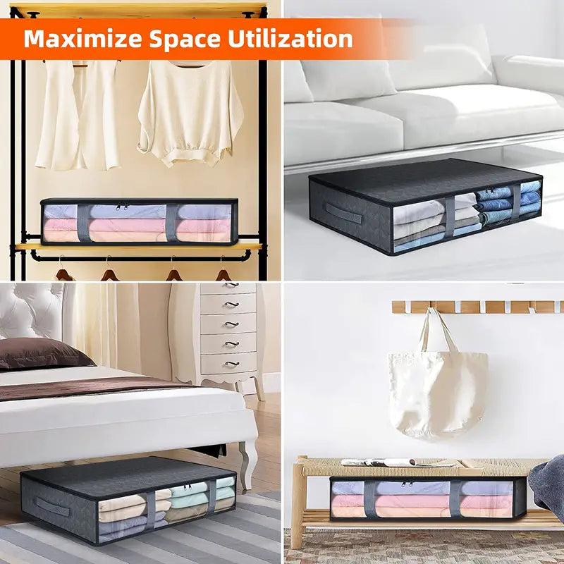 Under Bed Storage Containers – Foldable Clothes &amp; Blanket Storage Bags(Set)