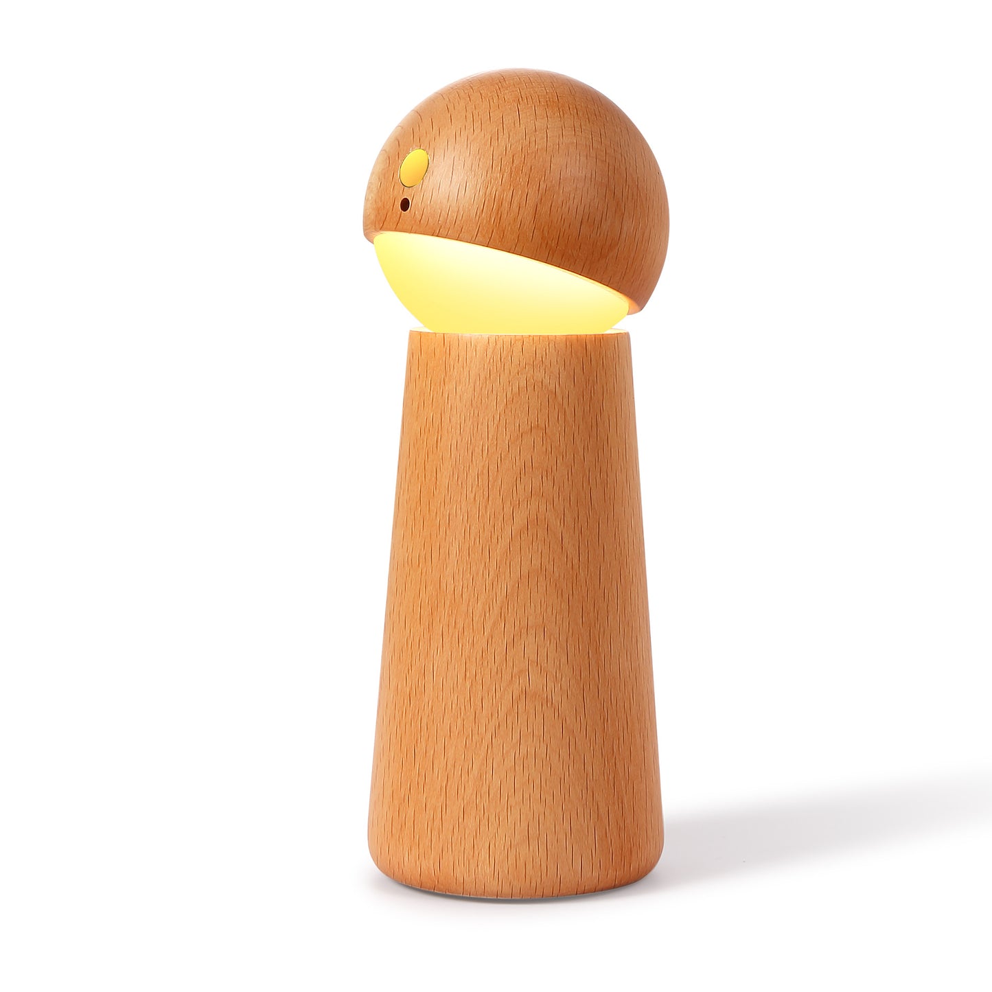 Voice-Control Wooden Night Light – Rechargeable Smart LED Bedside Lamp