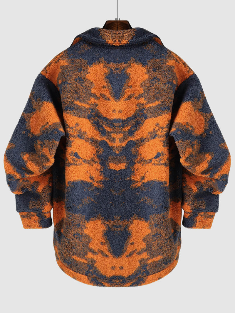 Men's Colorful Single Pocket Tie-Dye Fly Fluffy buttons Jacket