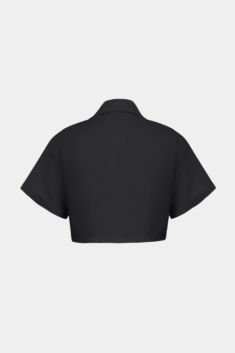 Basic Flap Pocket Twist Hem Shirt