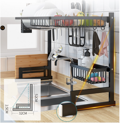 Retractable Sink Dish Drying Rack – Adjustable Over Sink Kitchen Organizer