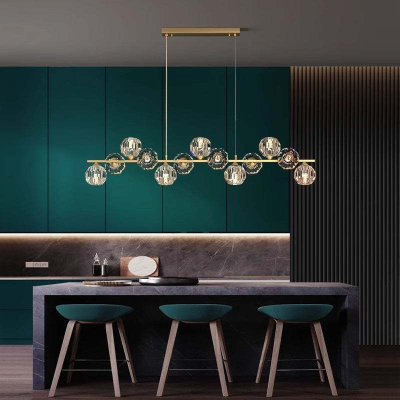 Nordic Crystal Chandelier – Luxury Modern Copper &amp; Crystal Dining Room Pendant Light