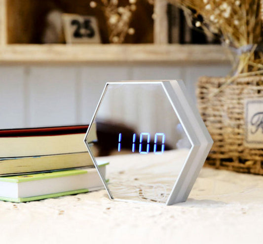 Digital Mirror Alarm Clock with LED Display – Modern USB Desk Clock for Bedroom &amp; Office
