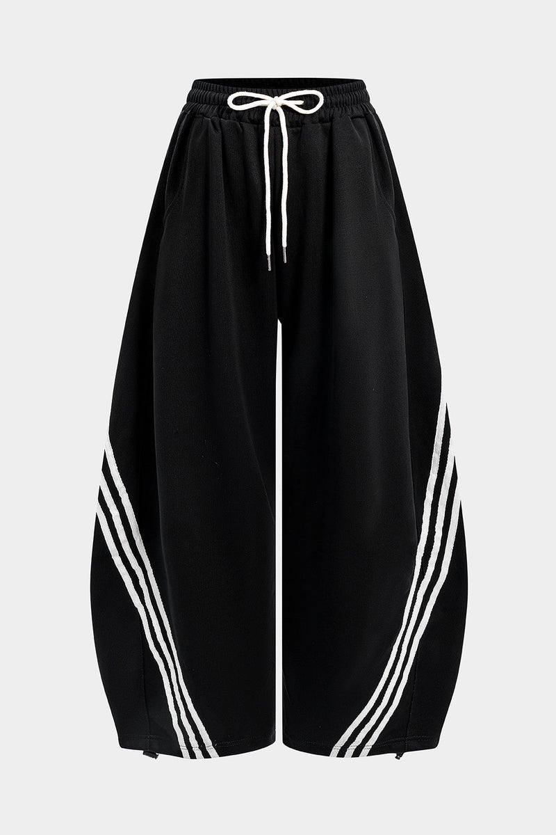 Contrast Tie-Up Barrel Trousers