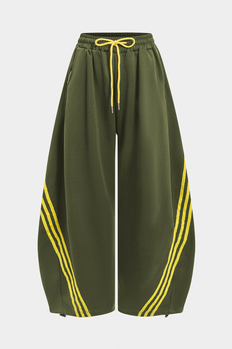 Contrast Tie-Up Barrel Trousers