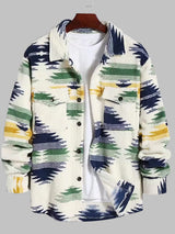 Men's Colorful Single Pocket Tie-Dye Fly Fluffy buttons Jacket
