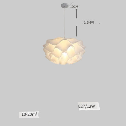 Modern LED chandelier with three-color dimmable lighting and wrought iron frame for dining and bedroom spaces