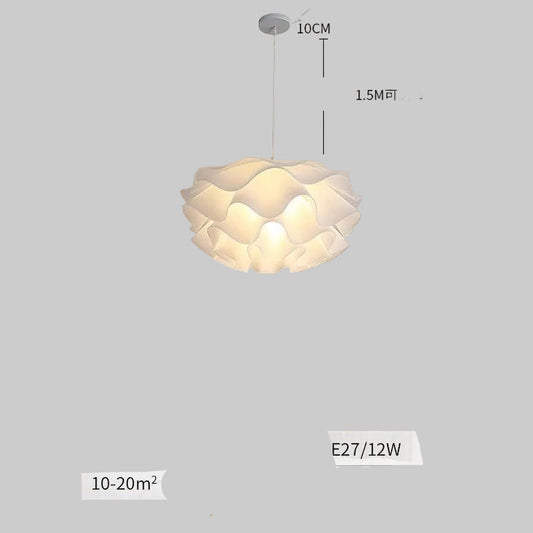 Modern LED chandelier with three-color dimmable lighting and wrought iron frame for dining and bedroom spaces