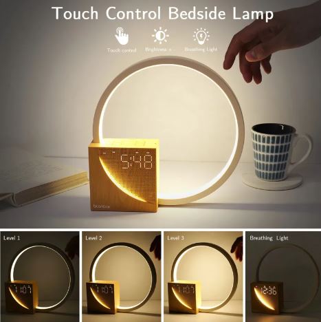Stylish Bedside Night Light with Built-In Digital Clock
