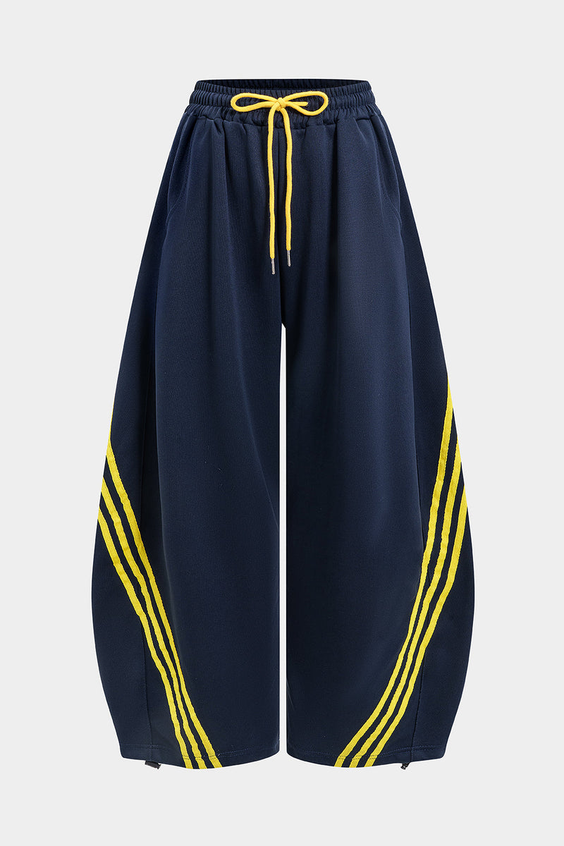 Contrast Tie-Up Barrel Trousers