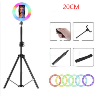 Colorful Ring Light with Makeup and Live Broadcast Stand