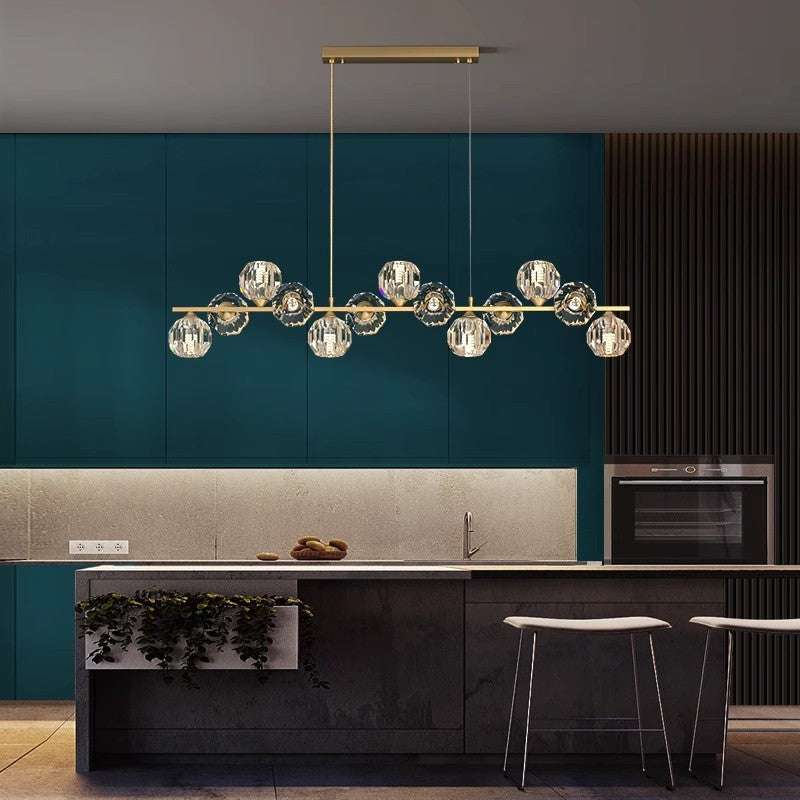 Nordic Crystal Chandelier – Luxury Modern Copper &amp; Crystal Dining Room Pendant Light