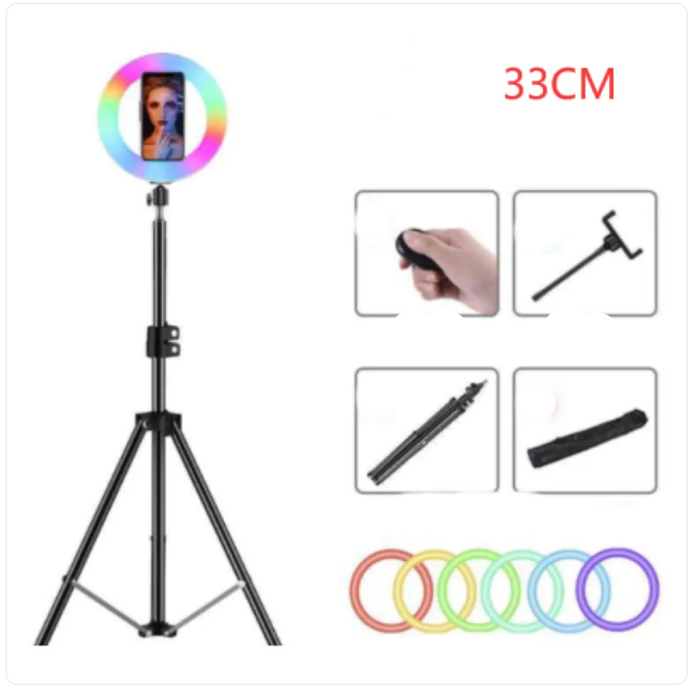 Colorful Ring Light with Makeup and Live Broadcast Stand