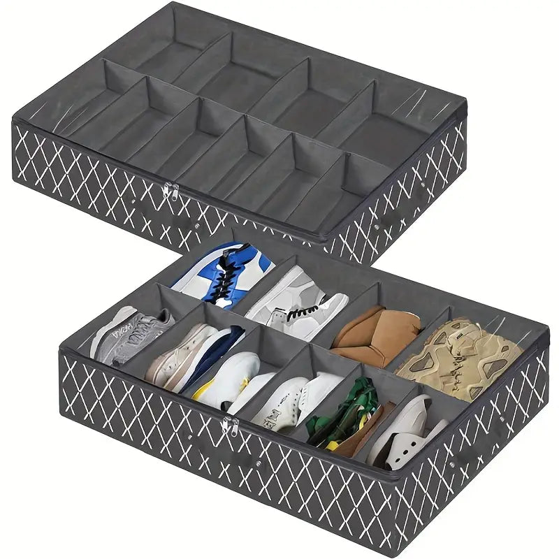 Under Bed Shoe Storage Organizer – Foldable Shoe Storage Container for Up to 24 Pairs