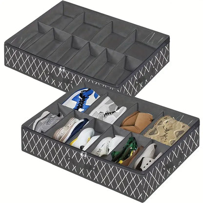 Under Bed Shoe Storage Organizer – Foldable Shoe Storage Container for Up to 24 Pairs