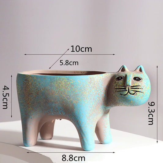 Cat Ceramic Flower Pot – Cartoon  Planter for Home and Office Décor